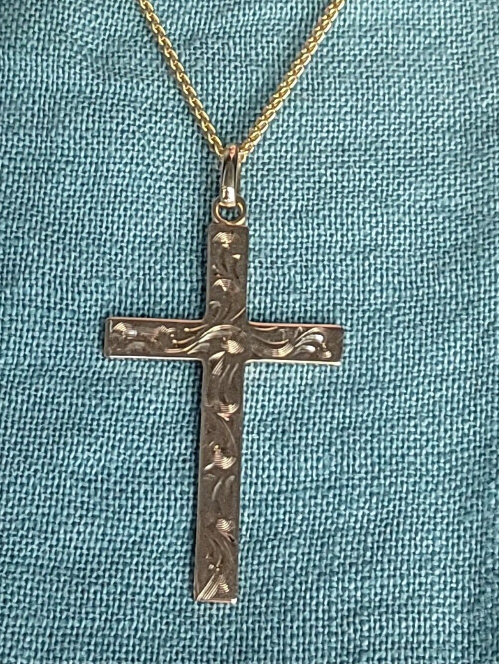 BAB 14k Vintage Gold Engraved Cross Pendant Only Women's Jewelry 2.6 Grams